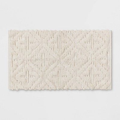 Textured Diamond Shag Bath Rug Cream - Opalhouse™ added by HELEN SALGADO