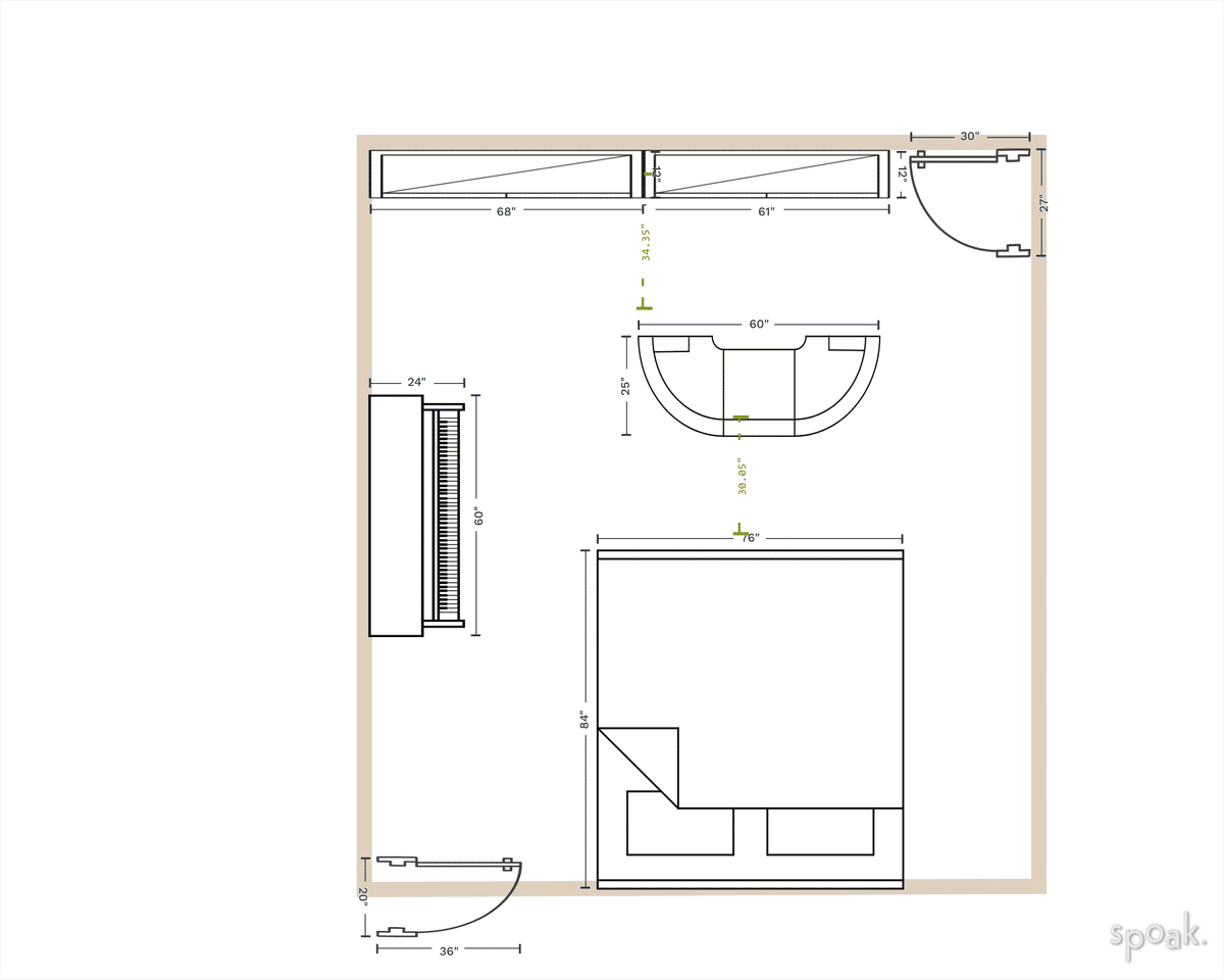 Bedroom Layout designed by Emily Rountree
