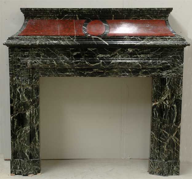 Antique hooded fireplace made out of  Sea Green marble with Red Griotte marble - Marble added by Brittney Webber