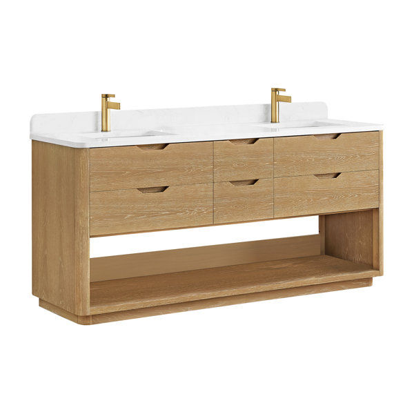 Harbin 72" Double Bath Vanity with White Grain Stone Top added by Citizen Nomad