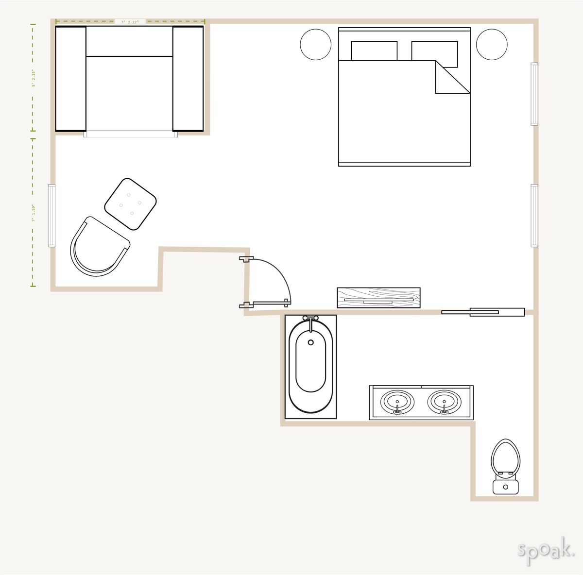 Craft Room Floor Plan designed by Rescued Room Design
