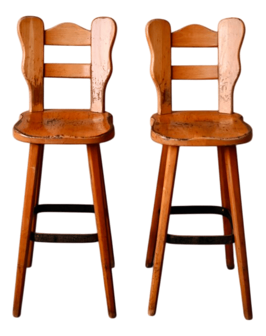 Brutalist Stools in Wood and Wrought Iron, 1970s, Set of 2 added by Laura Housgard