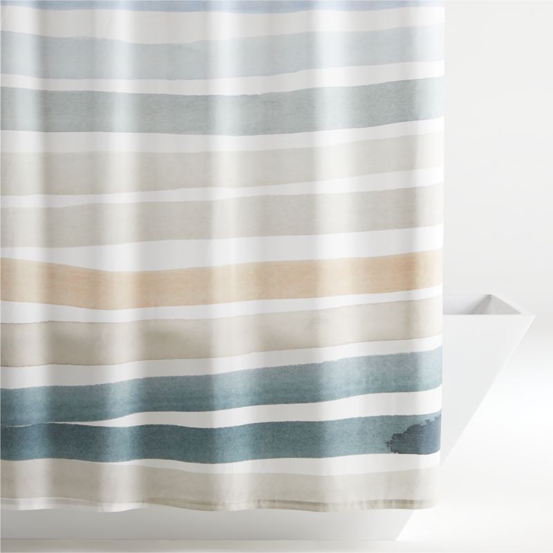 Kasura Stripe Watercolor Shower Curtain + Reviews | Crate & Barrel added by Katie Hoffman