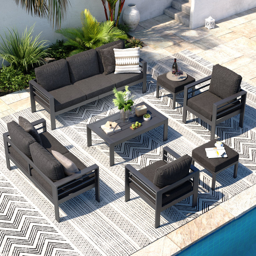 Wade Logan® Charlsa Metal 9 - Person Seating Group with Cushions & Reviews | Wayfair added by sallie tyler