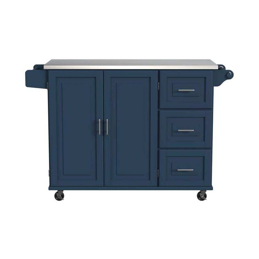 HOMESTYLES Dolly Madison Blue Kitchen Cart with Stainless Top 5981-95 - The Home Depot added by Hannah McKernan