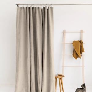 100% organic linen gots certified shower curtain | chemical free | looks rustic yet elegant | completely handmade added by Serena Finnerty