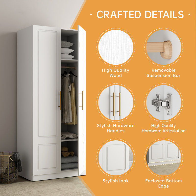 Winston Porter Michigan 71''h x 31''w x 19"d Modern White Wardrobe Armoire added by Kate Lynn Nemett
