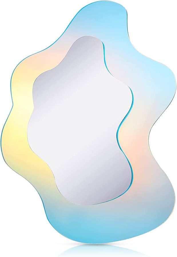 Wavy Acrylic Mirror Rainbow Irregular Aesthetic Vanity Mirror Wavy Mirror Frameless Amorphic Mirror Retro Mirror for Living Room Bedroom Bathroom Entryway Wall Decor(Vivid Style,14.2 x 9.8 Inch) added by Daniela Araya