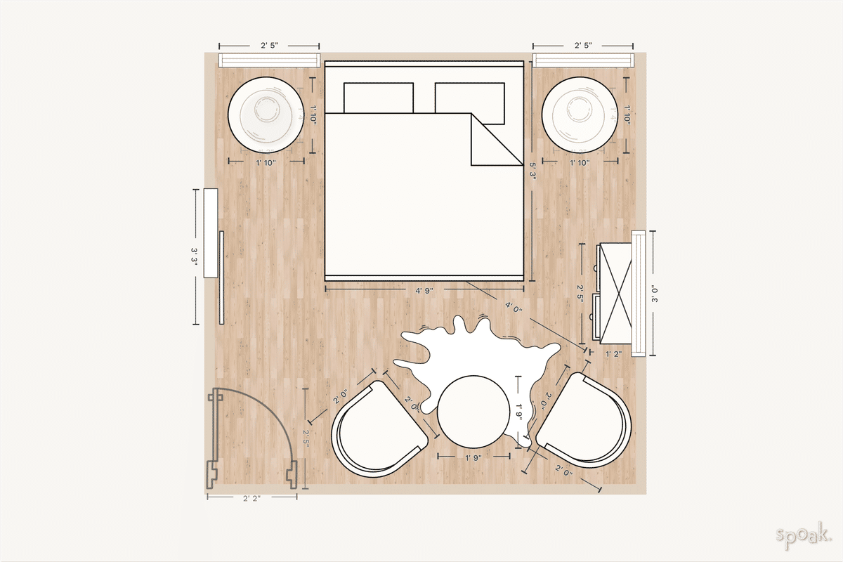 Primary Bedroom Floor Plan designed by Brianna Clement