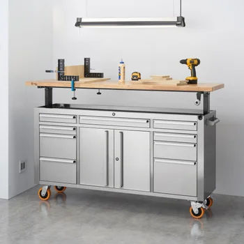 TRINITY PRO 72" Stainless Steel Rolling Workbench with Adjustable-Height Top added by Frances Romero
