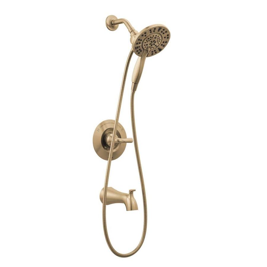 Delta Arvo Gold In2ition Two-in-One Single-Handle 4-Spray Tub and Shower Faucet in Champagne Bronze (Valve Included) 144840-CZ-I - The Home Depot added by Beata Klecha