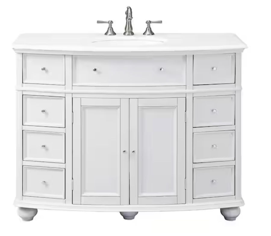 Home Decorators Collection Hampton Harbor 45 in. W x 22 in. D x 35 in. H Single Sink Freestanding Bath Vanity in Gray with White Marble Top BF-23148-DG - The Home Depot added by Gabriella Smith