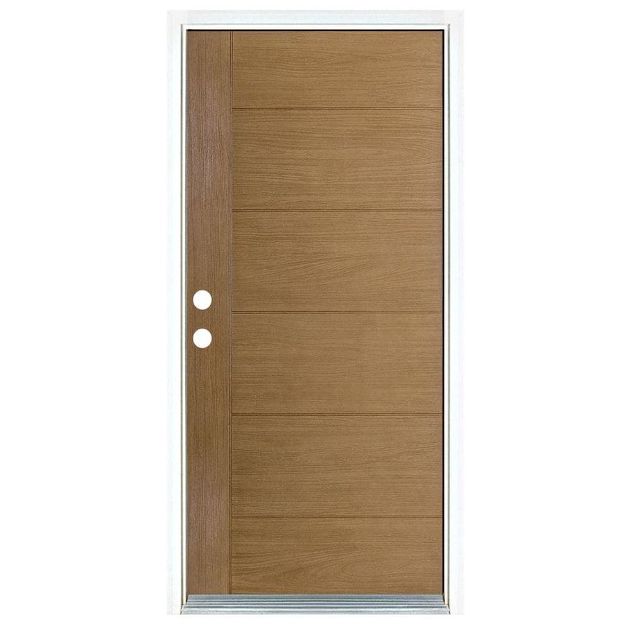 MP Doors 36 in. x 80 in. Contemporary Teak Modern Light Oak Right-Hand Inswing Stained Fiberglass Prehung Front Door N3068R7100Y24 - The Home Depot added by Lauren Hudson