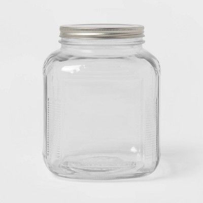 128oz Glass Jar with Metal Lid - Threshold™: Clear Glass Food Storage Container, Stainless Steel Lid, Hand Wash added by Stephanie Northrop