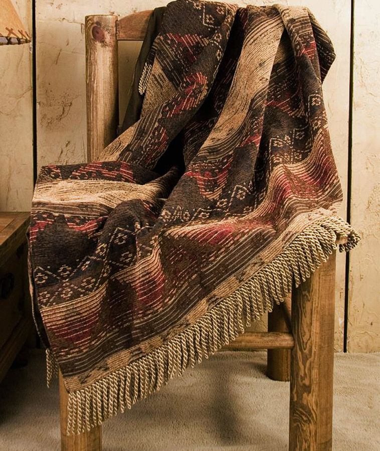 Paseo Road by HiEnd Accents  Brown/Red/Tan Aztec Print with Bullion Fringe Western Rustic 50x60 inch Throw & Reviews | Wayfair added by Aubrey Carlson
