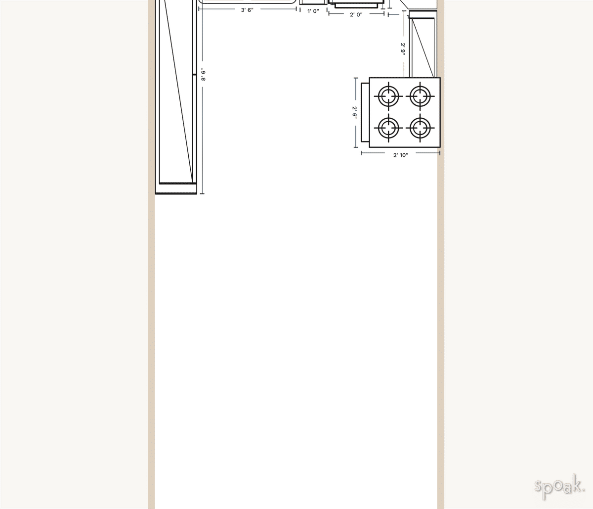 Rectanglar Kitchen Layout designed by heather graddick
