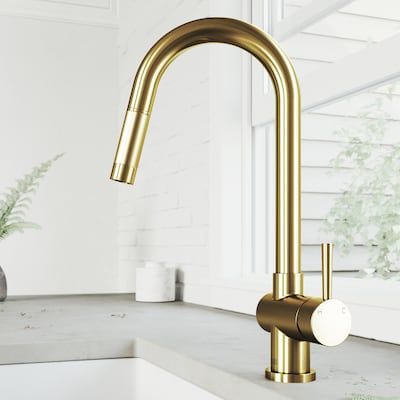 VIGO Gramercy Matte Gold 1-Handle Deck-Mount Pull-Down Handle Kitchen Faucet Lowes.com added by Spoak Member