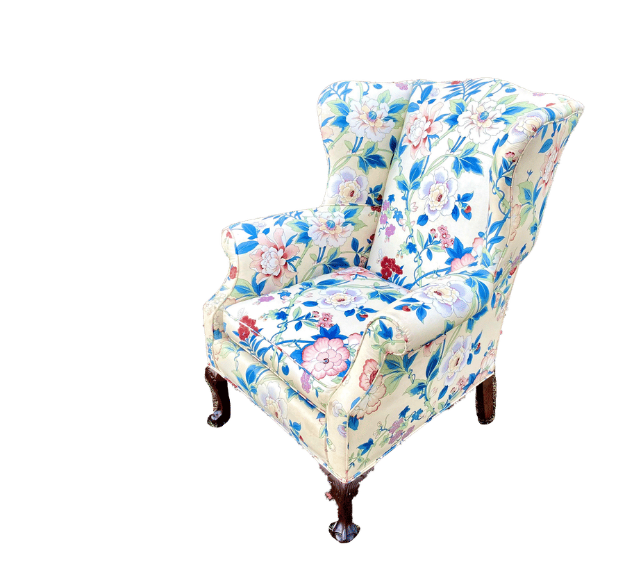 Large Scale English Wingback Chair in Peony Chintz added by Spoak Member