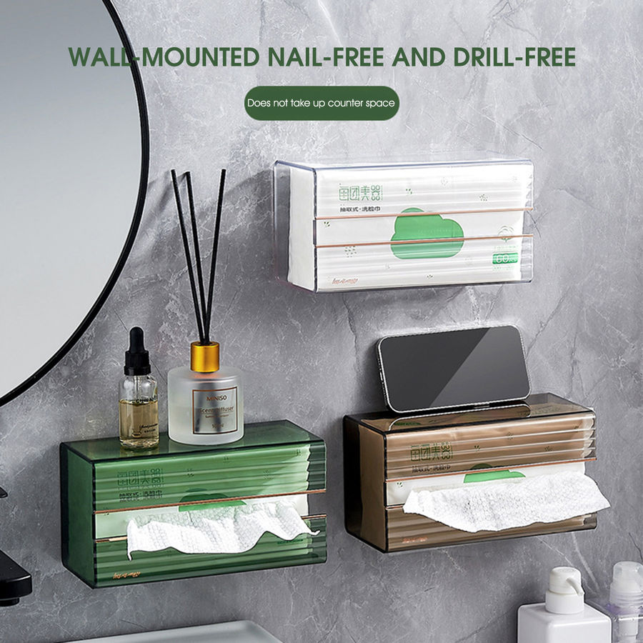 Wanwan Tissue Box High Capacity Tissue Storage Transparent Visual Wall-mounted Upside Down Face Towel Storage Case Household Products - Walmart.com added by Rescued Room Design