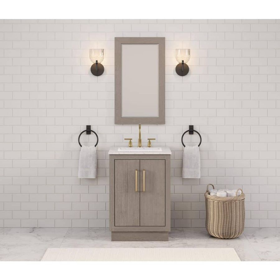 Water Creation Hugo 24 in. W x 22 in. D Bath Vanity in Grey Oak with Marble Vanity Top in White with White Basin HU24CW06GK-000000000 - The Home Depot added by Larissa deLeon
