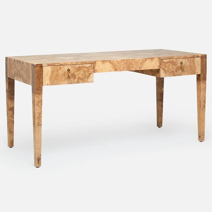 Landon Coastal Beach Olive Ash Wood Burl Veneer 2 Drawer Desk - Medium added by Breck Baig