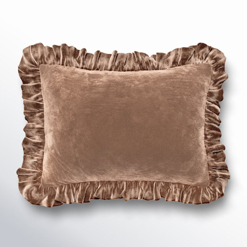 Stella Solid Faux Silk Velvet Ruffled Romantic Western 16x21 inch Oblong Pillow added by Karina Bumatay