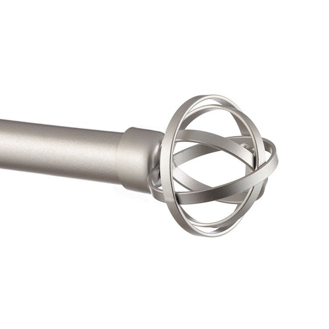 Exclusive Home  Jetson 66-in to 120-in Matte Silver Iron Single Curtain Rod with Finials added by Where The Heart Is Designs