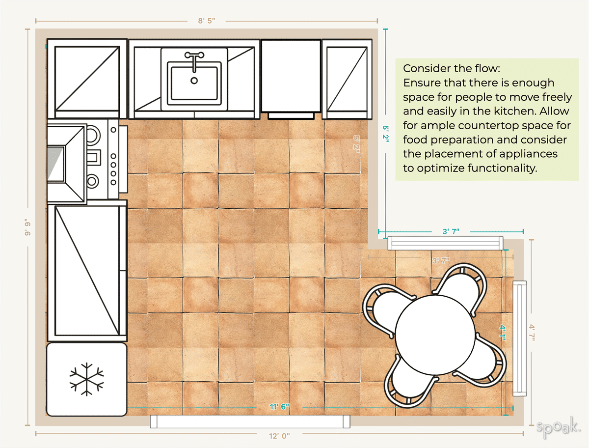 Medium L-shaped kitchen layouts and floor plan ideas., image size:1200x912