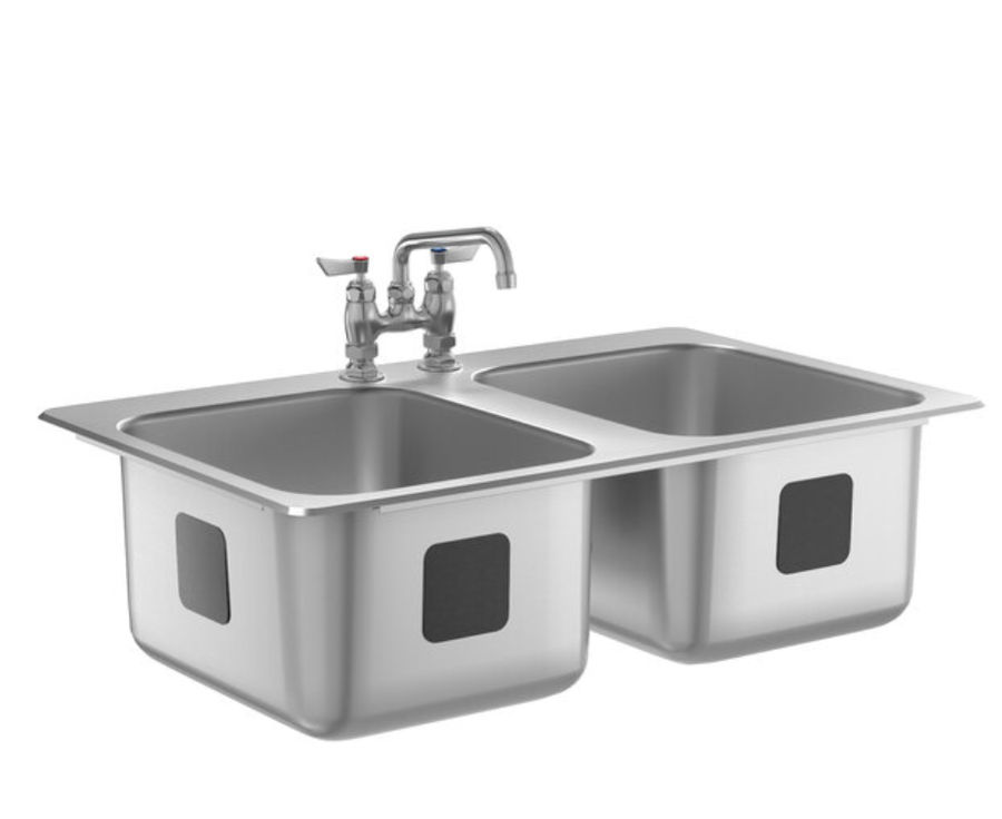 Waterloo 20" x 16" x 12" 18 Gauge Stainless Steel Two Compartment Drop-In Sink with 8" Swing Faucet added by Blakely O'Connor
