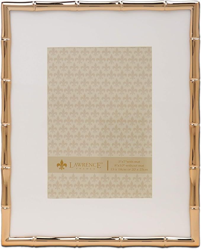 Lawrence Frames Bamboo Design Metal Frame, 8x10, Matted 5x7, Gold added by Sarah Jackson