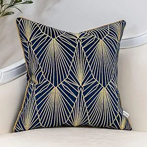 Navy blue with gold accent throw pillow added by Stephanie Mora