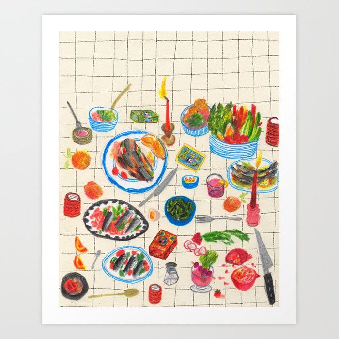 Sardine Snacks Art Print by Maggie Cowles added by Spoak 