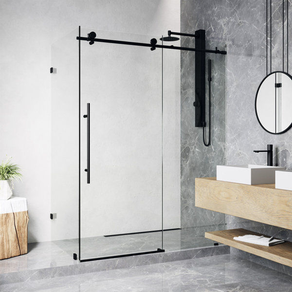 Elan E-class 46" W x 34" D x 76" H Sliding Frameless Shower Enclosure with 3/8" Clear Glass added by Sandy Schargel Interiors