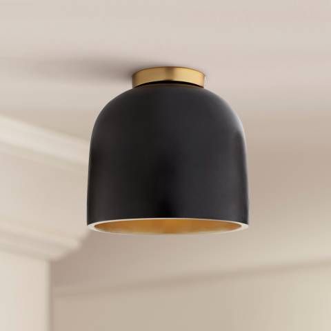 Possini Euro Merrick 9" Wide Gold and Black Ceiling Light - #693N1 | Lamps Plus added by Morgan Valeski