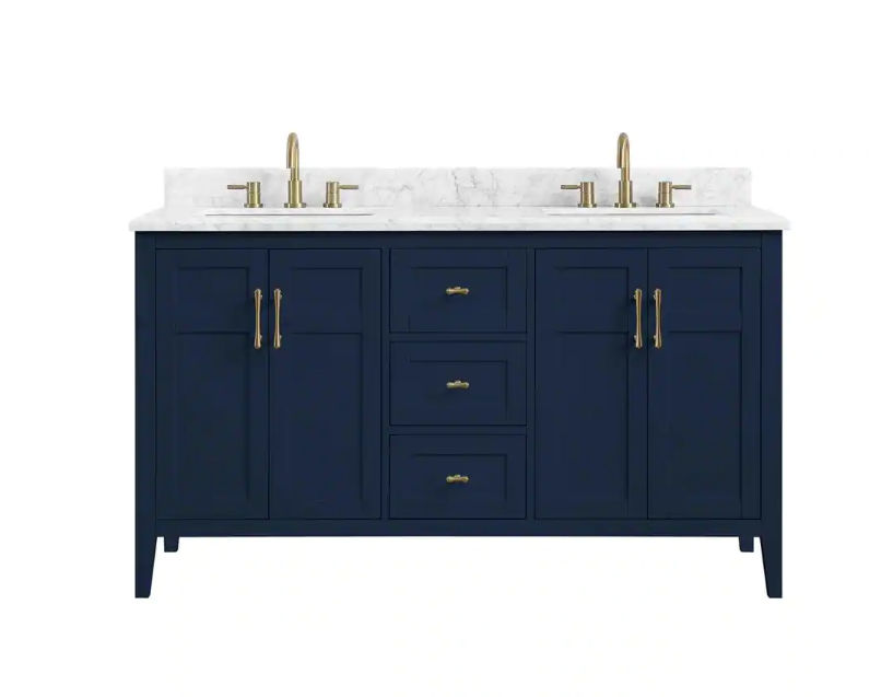 Bath Vanity in Navy Blue with Marble Vanity  added by Andrea Sanchez