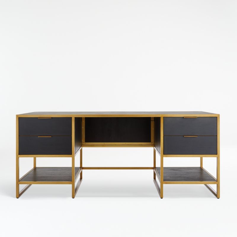 Oxford Black Executive Desk with Power Outlet + Reviews | Crate & Barrel added by Spoak Member