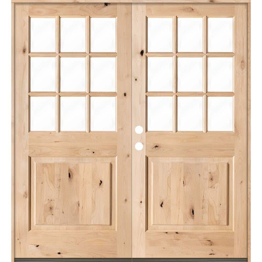 Krosswood Doors 72 in. x 80 in. Craftsman Knotty Alder 9-Lite Clear Glass Unfinished Wood Right Active Inswing Double Prehung Front Door PHED.KA.557.60.68.134.RA - The Home Depot added by Alex Grey