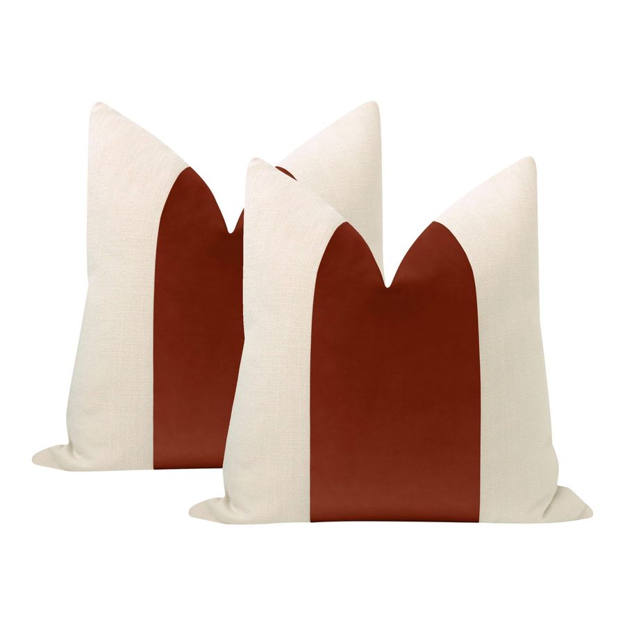 22" Rust Velvet Panel + Linen Pillows - a Pair added by Judy Wang