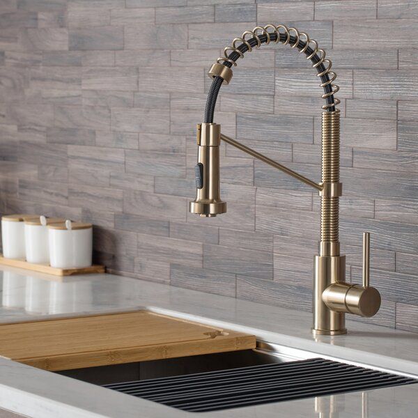 Bolden Pull Down Single Handle Kitchen Faucet with Handles added by HELEN SALGADO