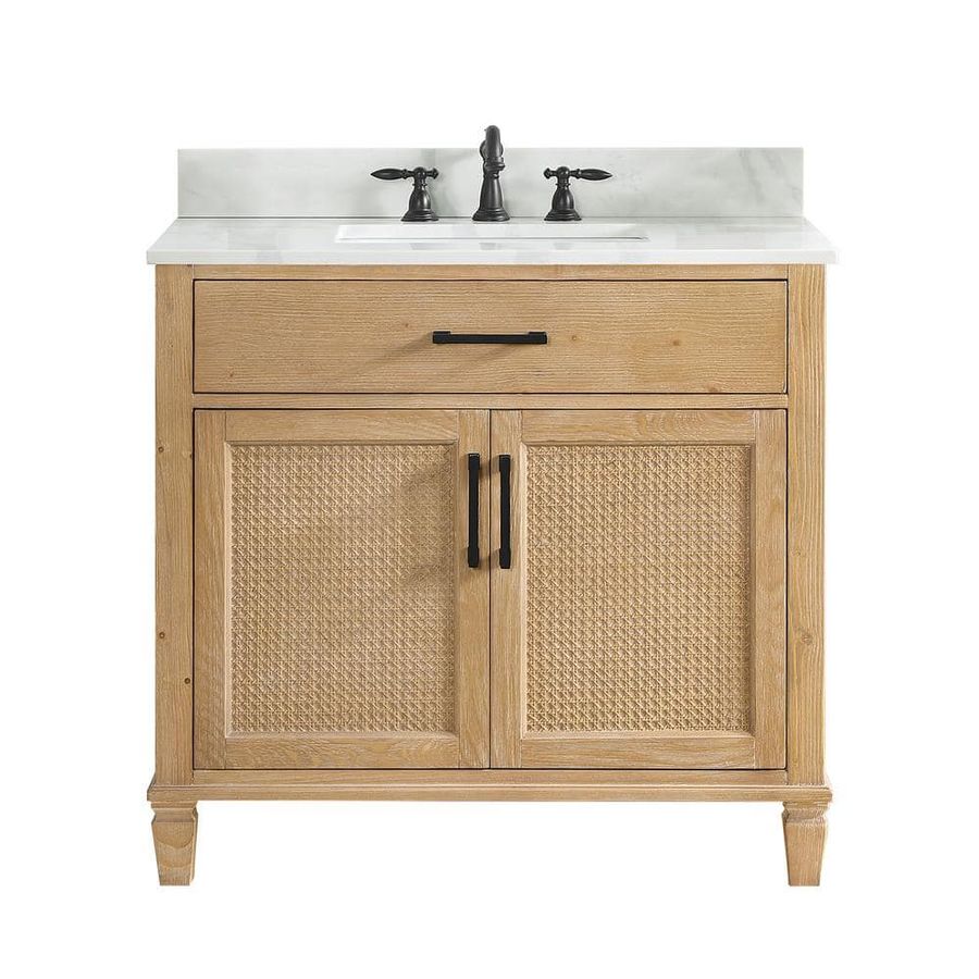 Altair Solana 36 in. W x 22 in. D x 34 in. H Single Sink Bath Vanity in Weathered Fir with Calacatta White Quartz Top 560036-WF-CWQ-NM - The Home Depot added by Allison Keach
