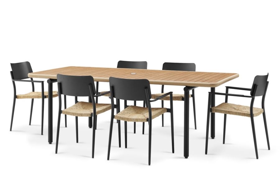 Sierra Outdoor Dining Table with 6 Newport Outdoor Chairs | Castlery added by Elevated by Elise LLC