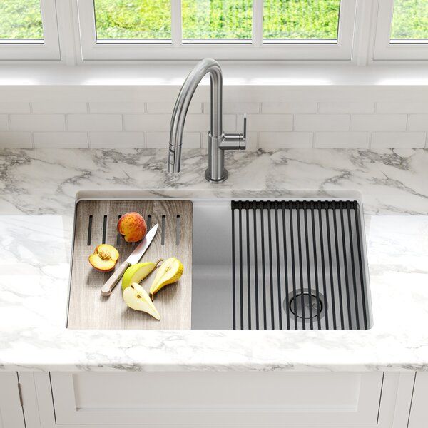 KRAUS Bellucci Workstation 30 in. Undermount Granite Composite Single Bowl Kitchen Sink in White with Accessories added by Amanda Higgins