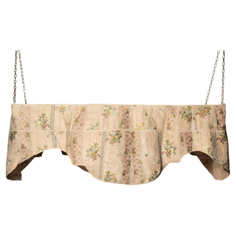 Antique 18th Century French silk bed canopy added by Serena Finnerty