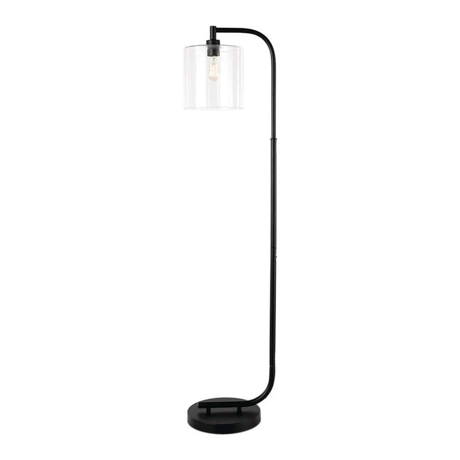 Hampton Bay Cline 62.5 in. 1-Light Black Floor Lamp with Clear Glass Lamp Shade RS2110002 - The Home Depot added by Rescued Room Design