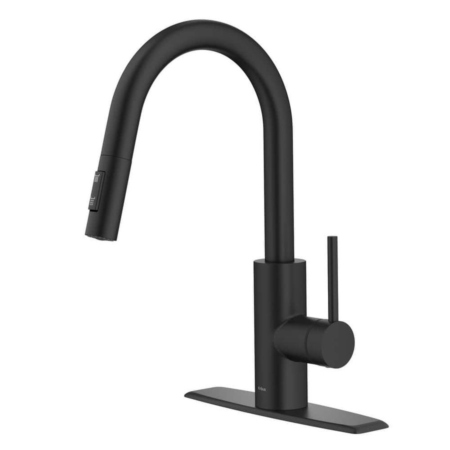 KRAUS Oletto Single Handle Pull Down Sprayer Kitchen Faucet with QuickDock Top Mount Installation Assembly in Matte Black KPF-2620MB added by Spoak Member