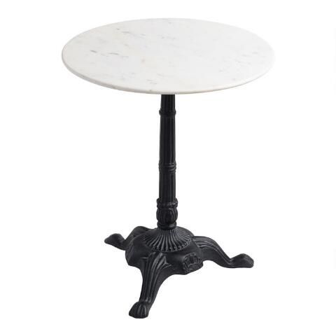 Round White Marble and Black Metal Bistro Accent Table added by Spoak Member