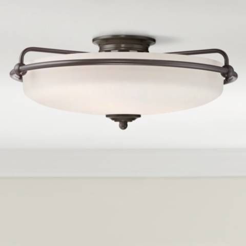 Quoizel Griffin 21" Bronze and White Glass Floating Ceiling Light - #3T133 | Lamps Plus added by Carley Chapdelaine