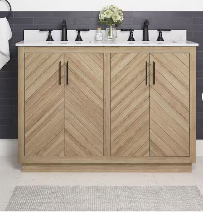 Huckleberry 48 in. Single Sink Weathered Tan Bath Vanity with White Engineered Stone Top (Assembled) added by Madison Swenton