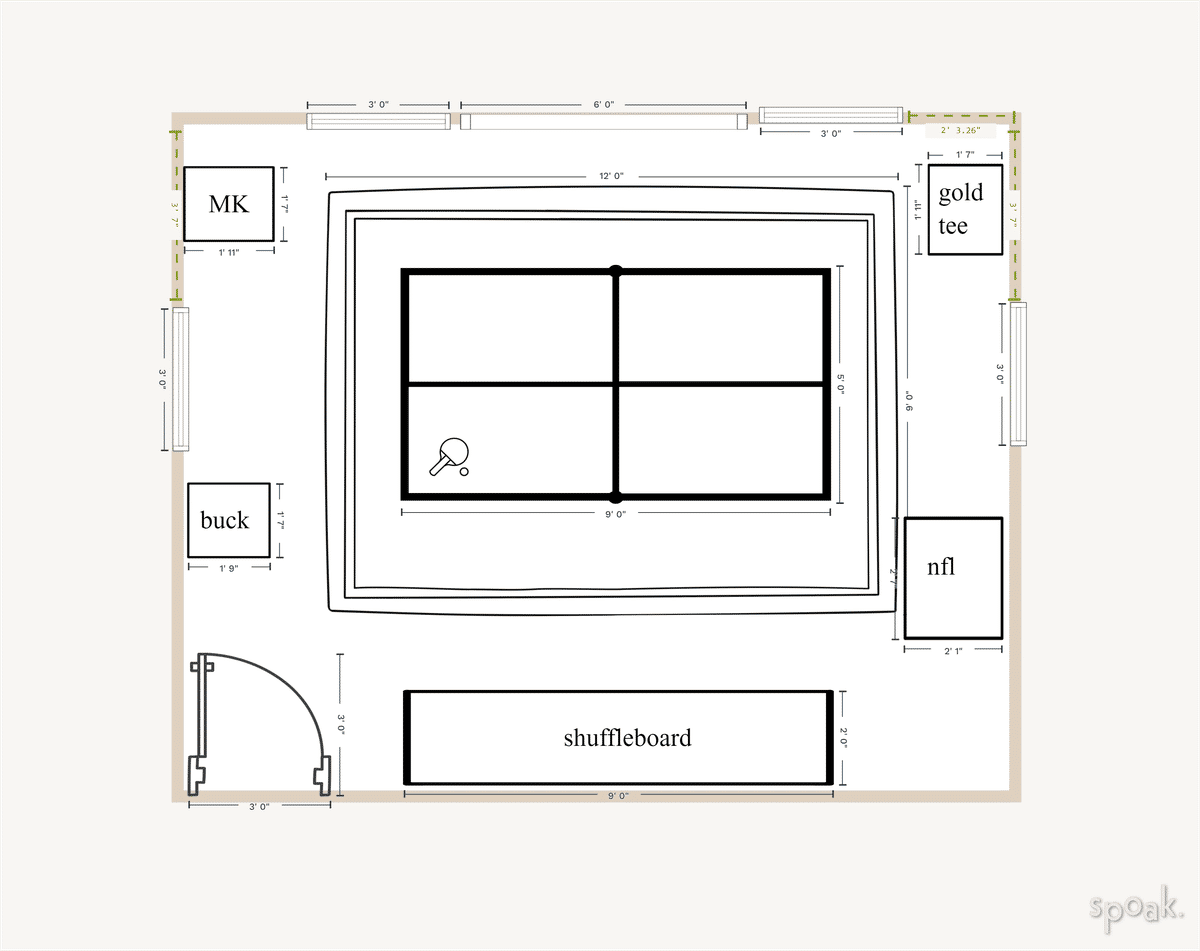 Game Room Floor Plan designed by Whitney Crutcher