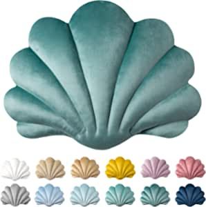 Ashler 3D Throw Pillows Shell Shaped Accent Throw Pillow , Soft Velvet Insert Included Cushion for Couch Bed Living Room, Pack of 1, Lake Blue, 14 X 11 inches added by Bethany Ribo